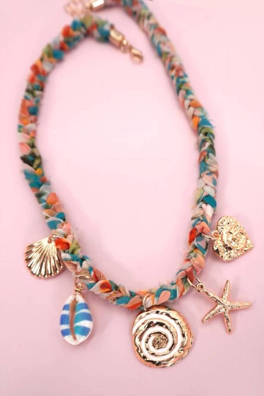 NEW JOSSLYN BY WALL TO WALL boho beach charm scarf necklace in multicolor